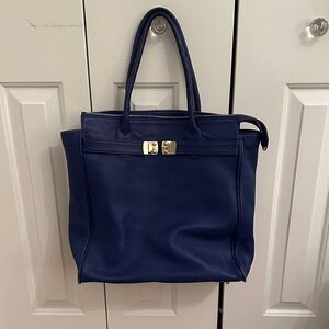 Onna Ehrlich Navy Tote Bag with Gold Accents